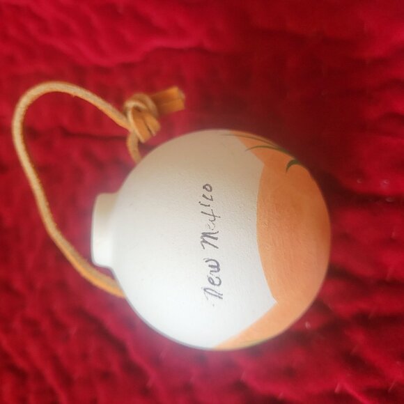 Handcrafted New Mexico Pueblo-Themed Ceramic Ornament With Leather Loop - Picture 4 of 10